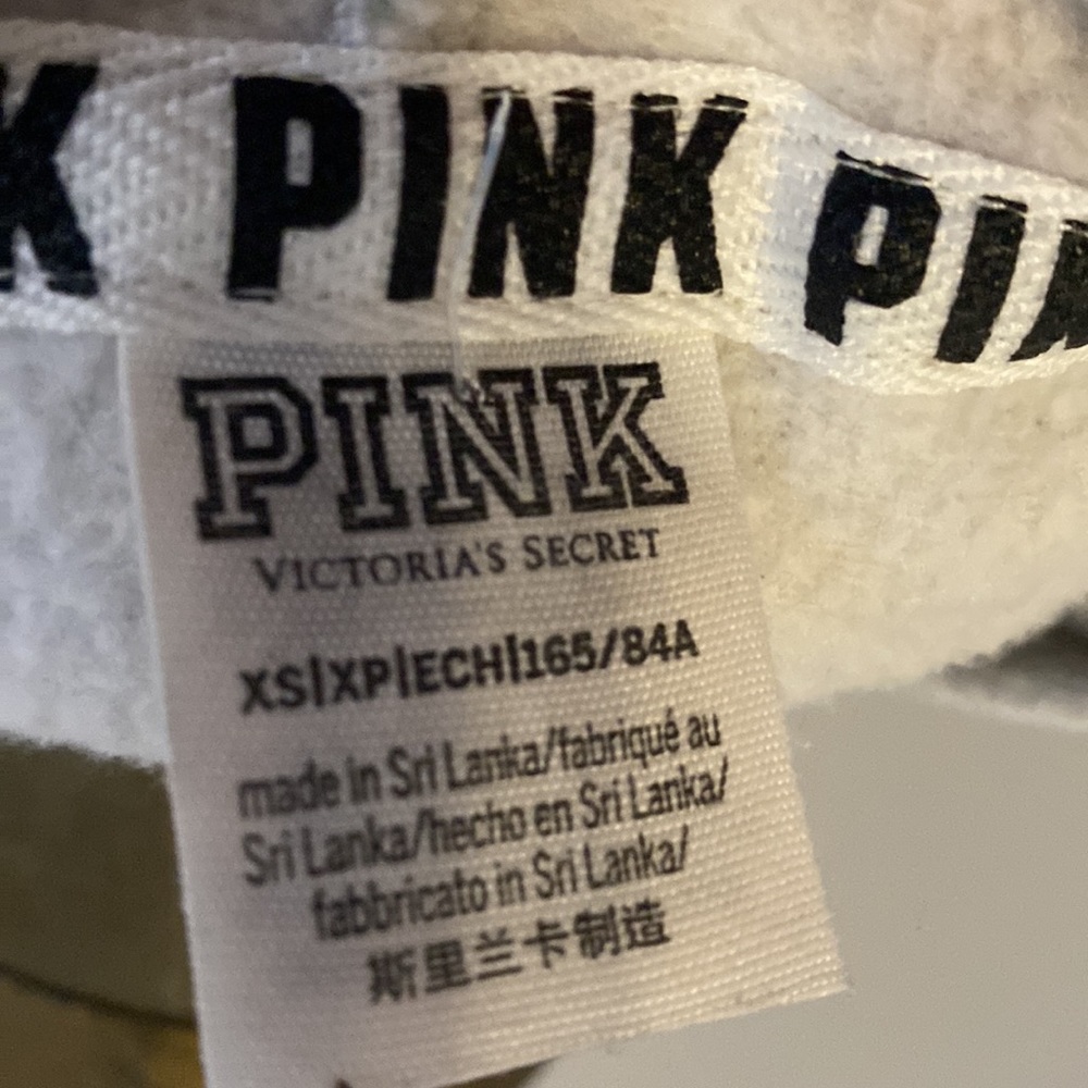 PINK - (Victoria’s Secret) - sweatshirt hoodie - light grey with lace up detail - Picture 9 of 10
